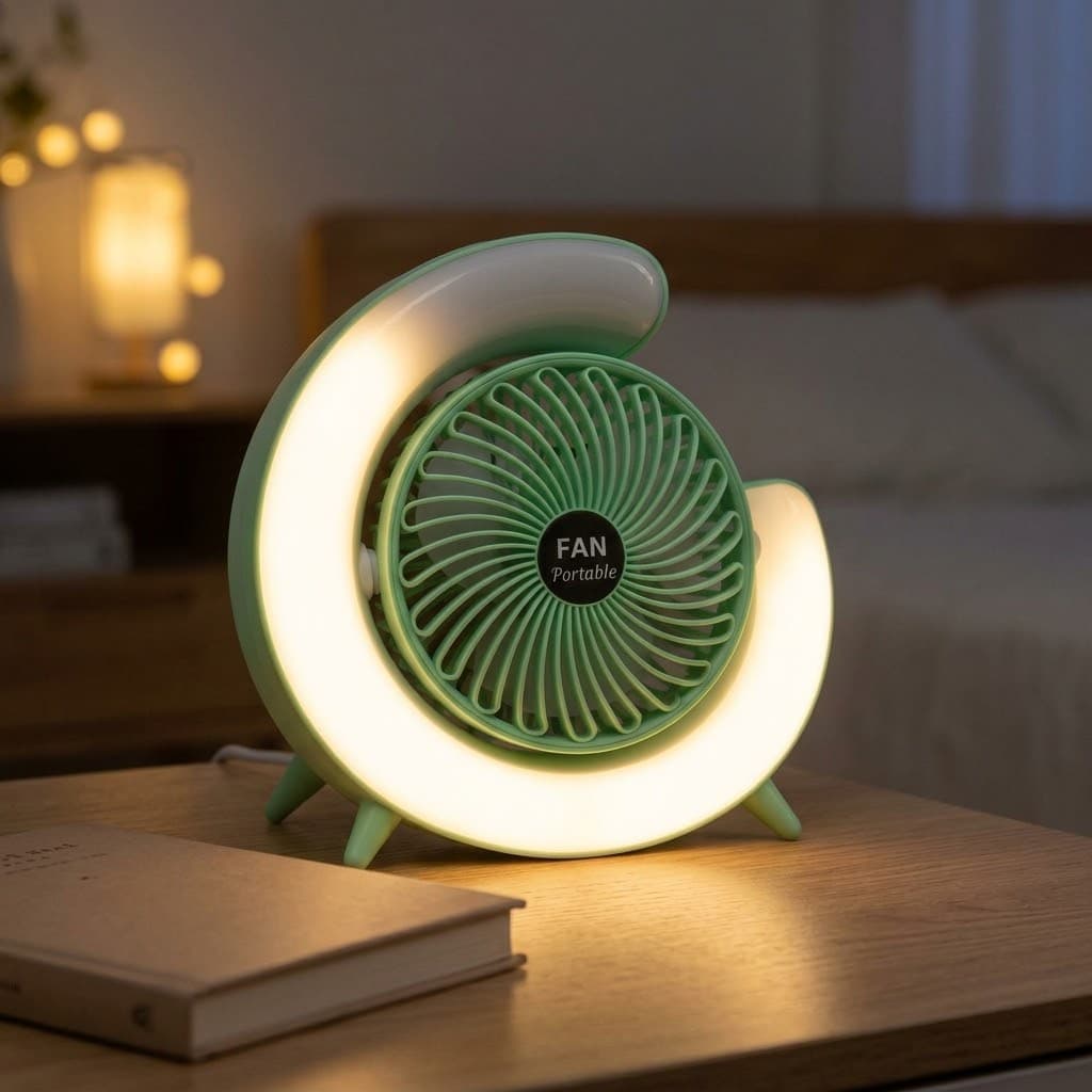 ABANICO PORTÁTIL MULTIFUNCIONAL CON LUZ LED